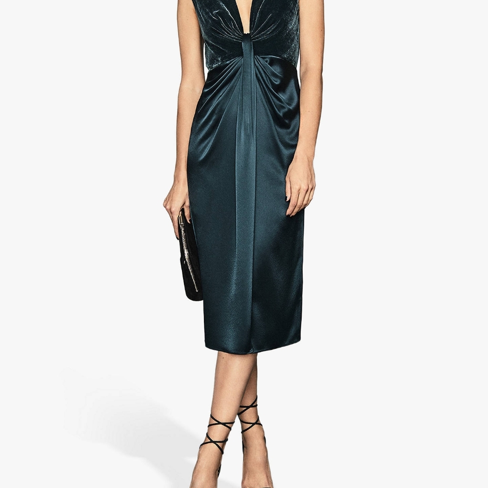 Reiss Livvy teal velvet bodycon dress 2